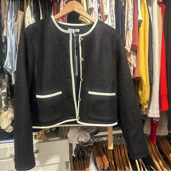 Reformation Dale Cropped Jacket Black in size SMALL - Picture 2 of 5